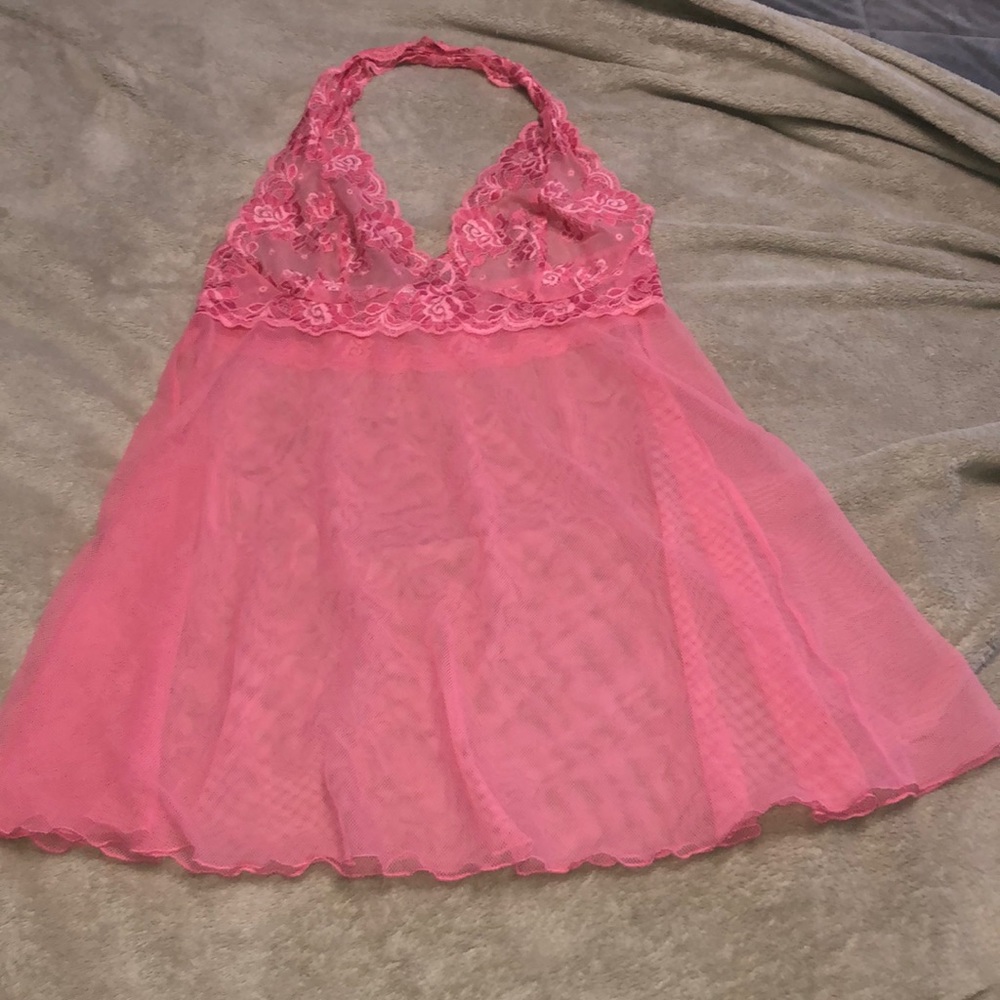 Unlined Sheer Mesh & Lace Babydoll